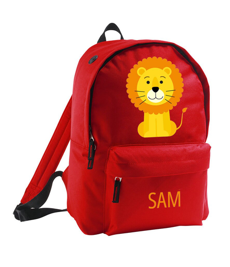 Personalised Lion Backpack, School Bag, Kids Animal Rucksack, Boys & Girls School Childrens Unisex Back To Backpack