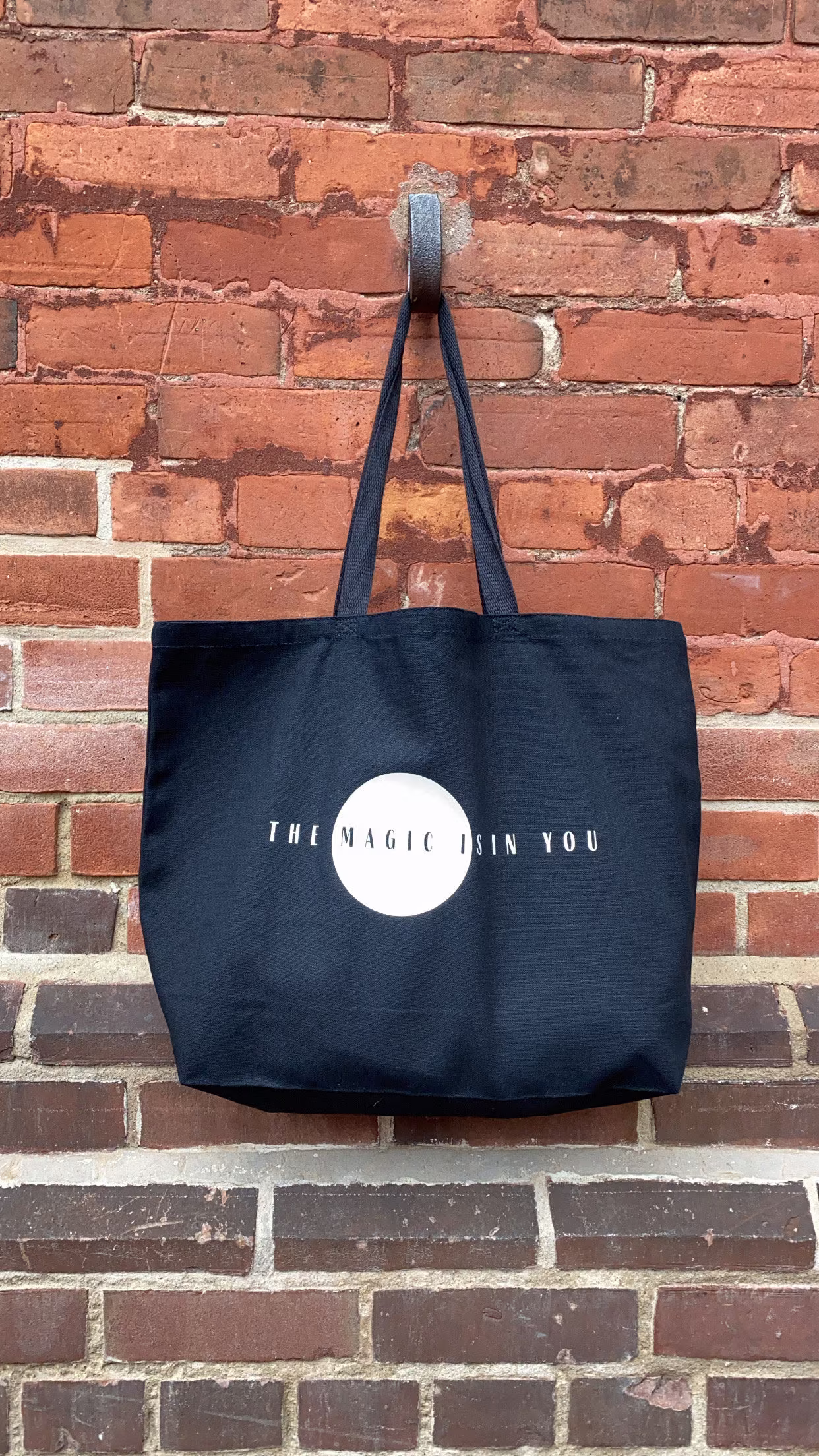 The Magic Is in You Oversized Black Canvas Tote Bag, Are Quote Weekender Grocery Shopping Reusable Market Bag