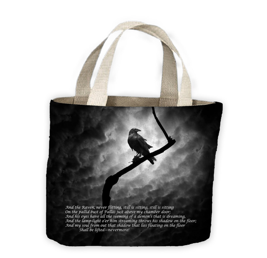 The Raven Edgar Allan Poet Tote Shopping Bag For Life - Goth Gothic