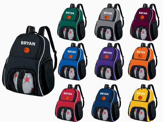 Personalized Basketball Backpack With Name & Embroidered Basketball, Customized Sports Bag