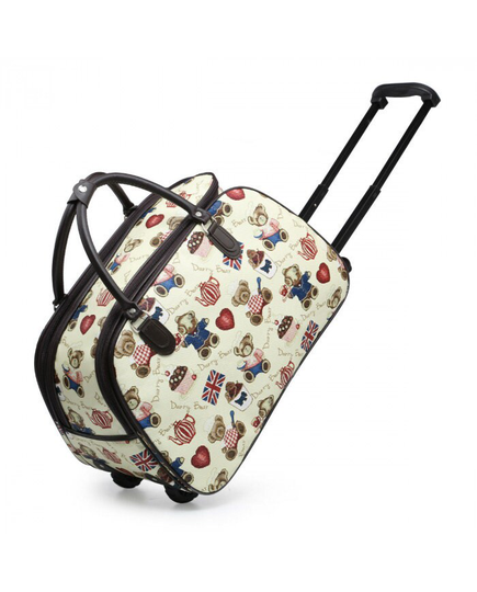 3 Compartments Travel Holdall Trolley Luggage Bag Cabin With Wheels Holiday Bags - Holdall151-Darry Bear-S