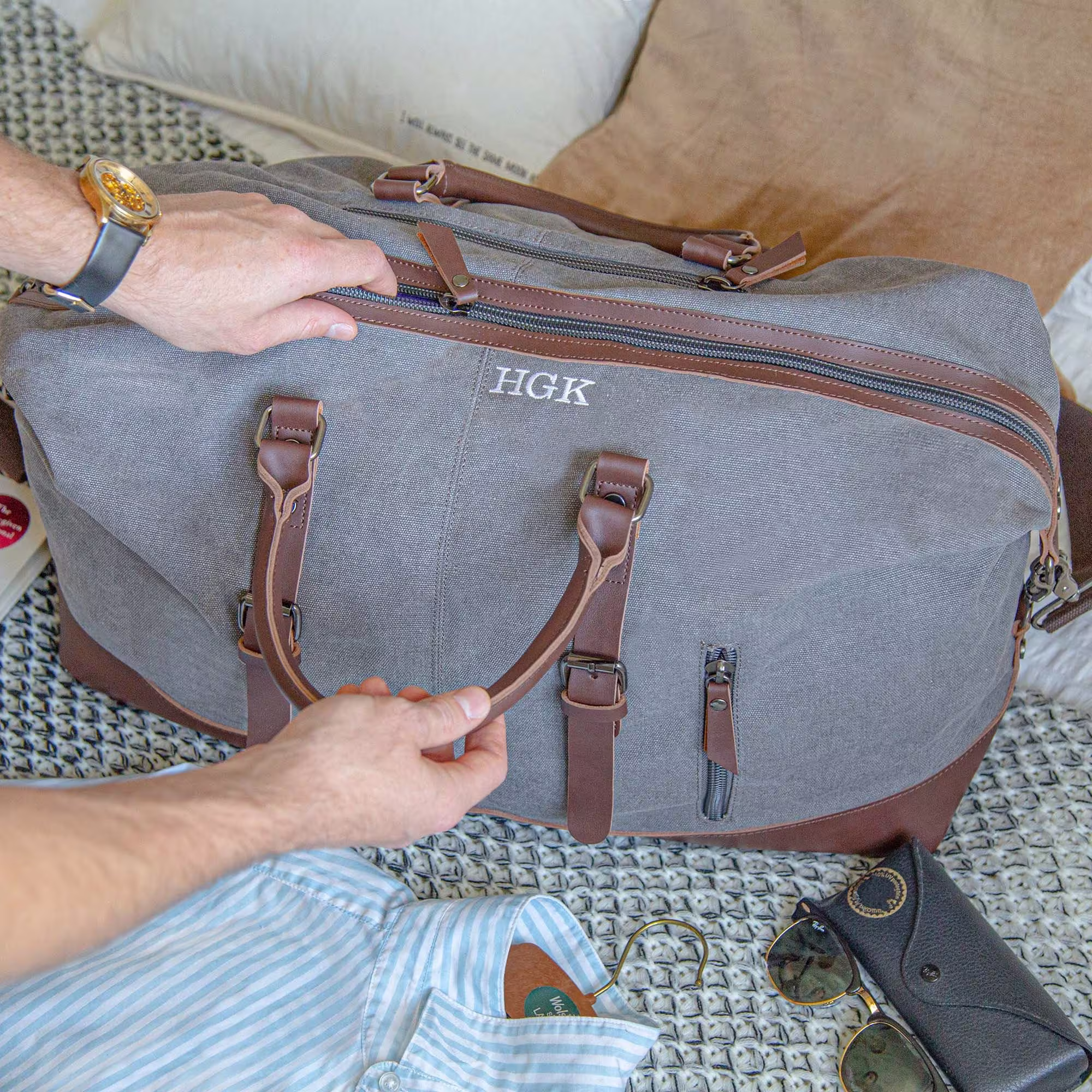 Personalised Premium Canvas Holdall With Shoulder Strap