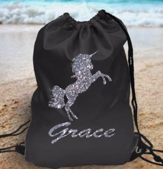 Glitter Unicorn Personalised Kids Gym Bag School Pe - Your Name Design