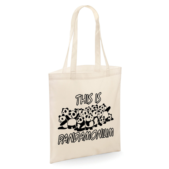 Pandamonium Funny Panda Animal Tote Shopper Bag - Natural Colour