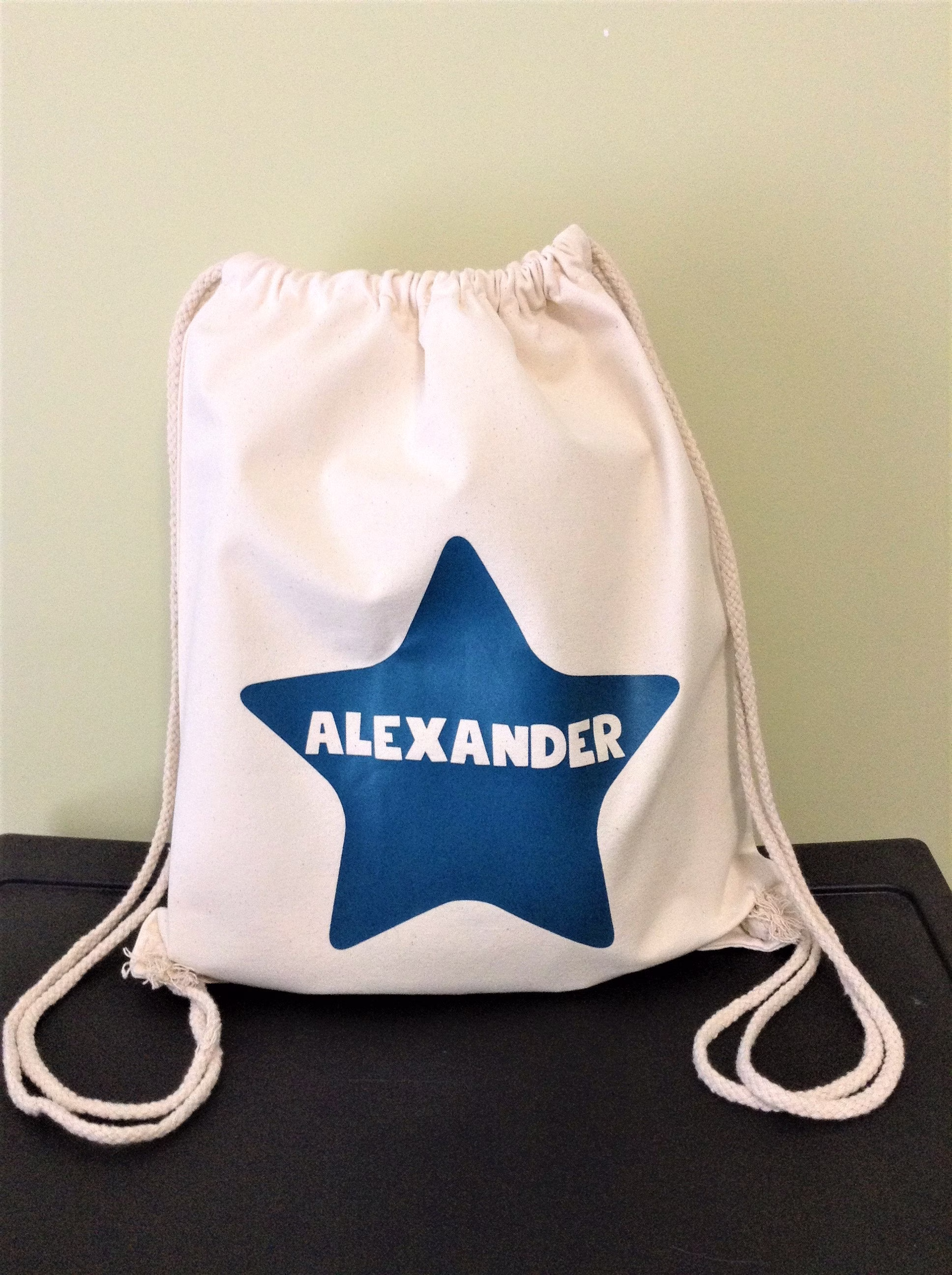 Personalized Drawstring Backpack, Boys Toy Bag, Kids Tote Bag
