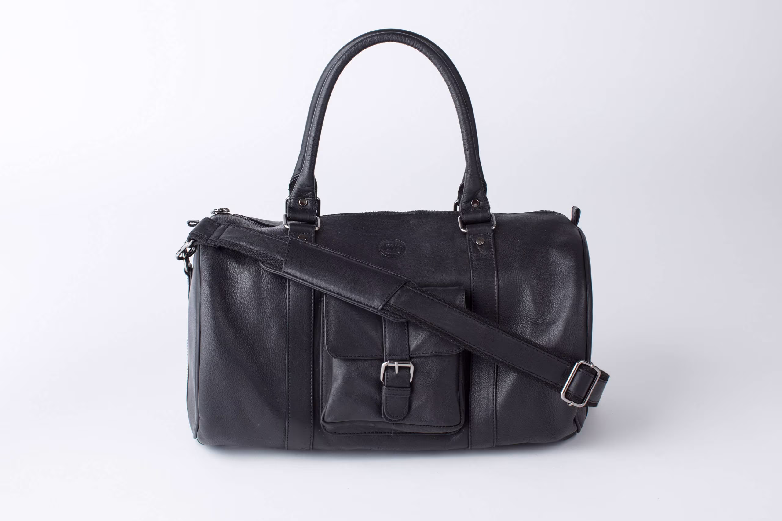Leather Duffle Bag - Vintage Style Black Leather Holdall Duffel Weekend Bag Carry On Flight Luggage Gift