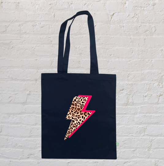 Leopard Lightning, Lightning Bolt Bag, Print Tote Shopping Cotton Shopper Canvas Reusable Bag For Life