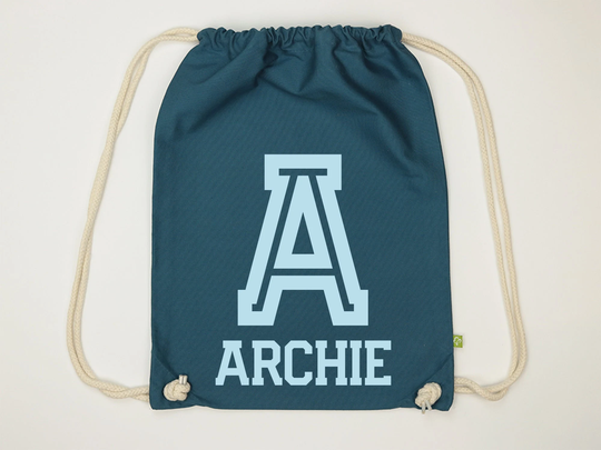 Personalised Varsity Style Drawstring Bag - Pe Gym Swimming School