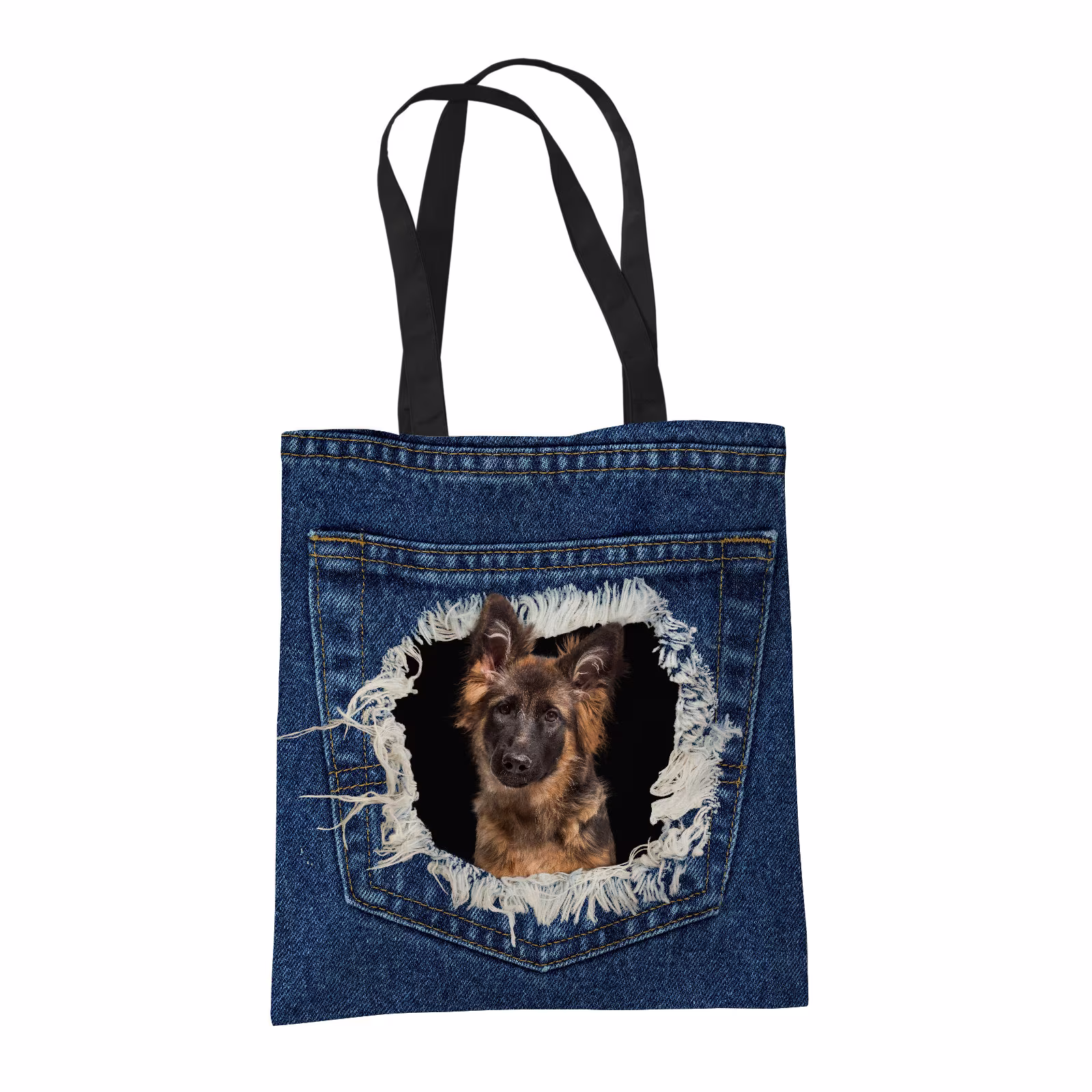 German Shepherd Alsatian Dog Gifts For Lovers Owners - Reusable Shopper Shoulder Tote Bags Fabric Gift Bag With Dogs On
