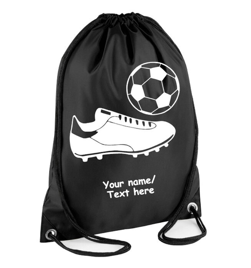 Personalised Football & Boot Draw String Bags Backpacks Gym Pe Kit