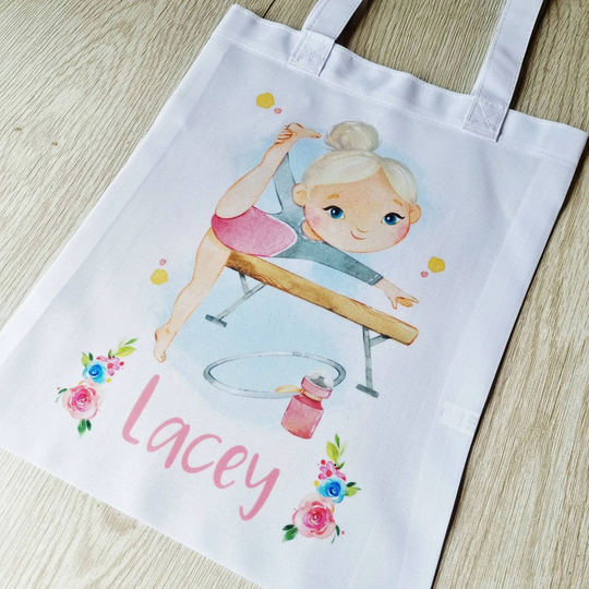 Gymnast Bag Gymnastics Gift Tote Gym School Sports Personalised Name Acrobatics Aerobics Power Tumbling