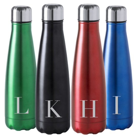 Personalised With Initial Metal Water Bottle Engraved Personalized Stainless Steel Flask - Unique Birthday Gifts For Her Women , Him Man