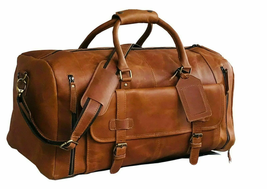 Travel Leather Duffel Bag, Weekend Vintage Duffle Holdall Overnight Gym Bag For Men, Gift Father Him Man