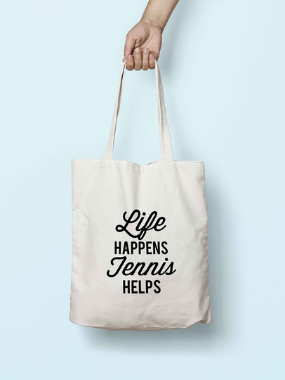 Life Happens Tennis Helps Tote Bag Long Handles K2524