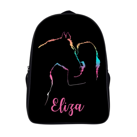 Personalized Horse Backpack For Girls - Rider Bag Equestrian Gift Customized School Or Training Gym Kids