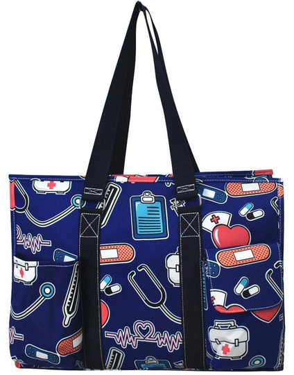 Nurse Tote Personalized, Zippered Caddy Organizer Bag, Gifts, Canvas Embroidered Medical Tote, Monogram Bag