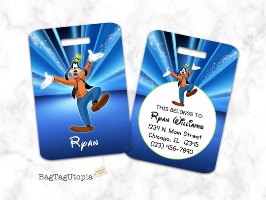Princess Luggage Tag, Bag Goofy, Stars, Personalized