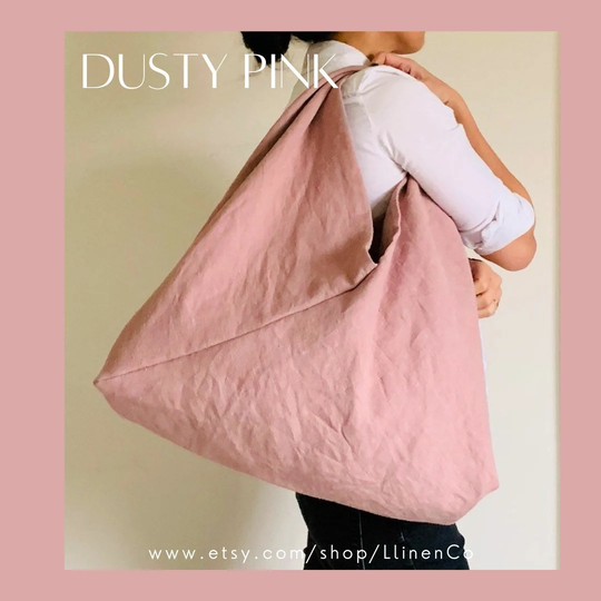 Pink Tote Bag For Women, Linen Shoulder Bag, Valentines Day Gift Wife, Birthday Sister in Law, Fabric Personalized