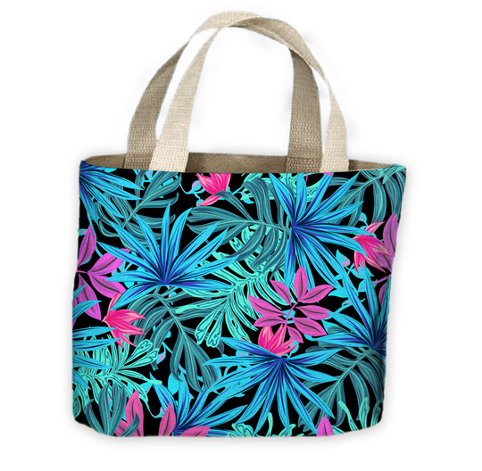 Tropical Leaves Neon All Over Tote Shopping Bag For Life