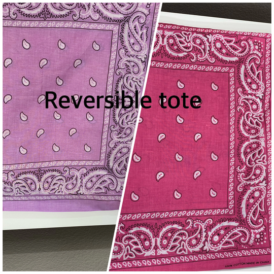 Reversible Tote Bag, Pink & Purple Reversible Large Grocery Bag