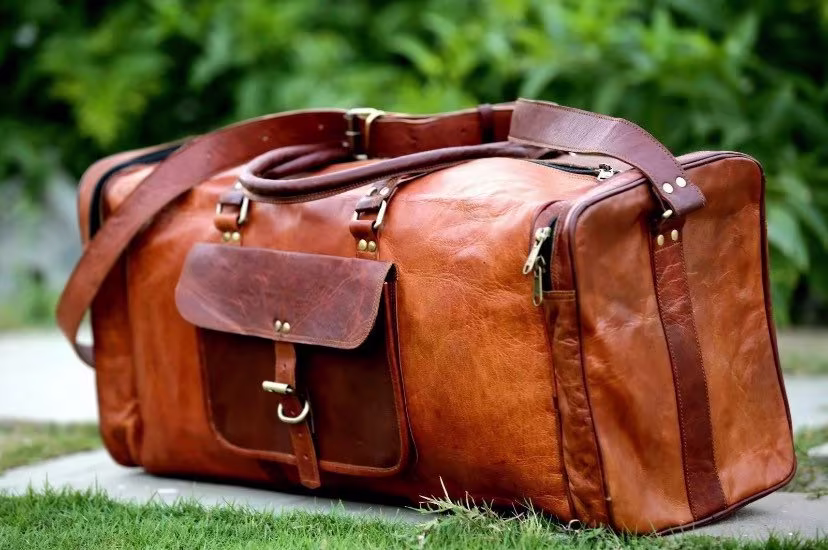 Leather Duffle Bag, Cabin Luggage Men Travel Gym, Overnight, Vintage Ladies Weekend Luggage, Sports Holiday Bag