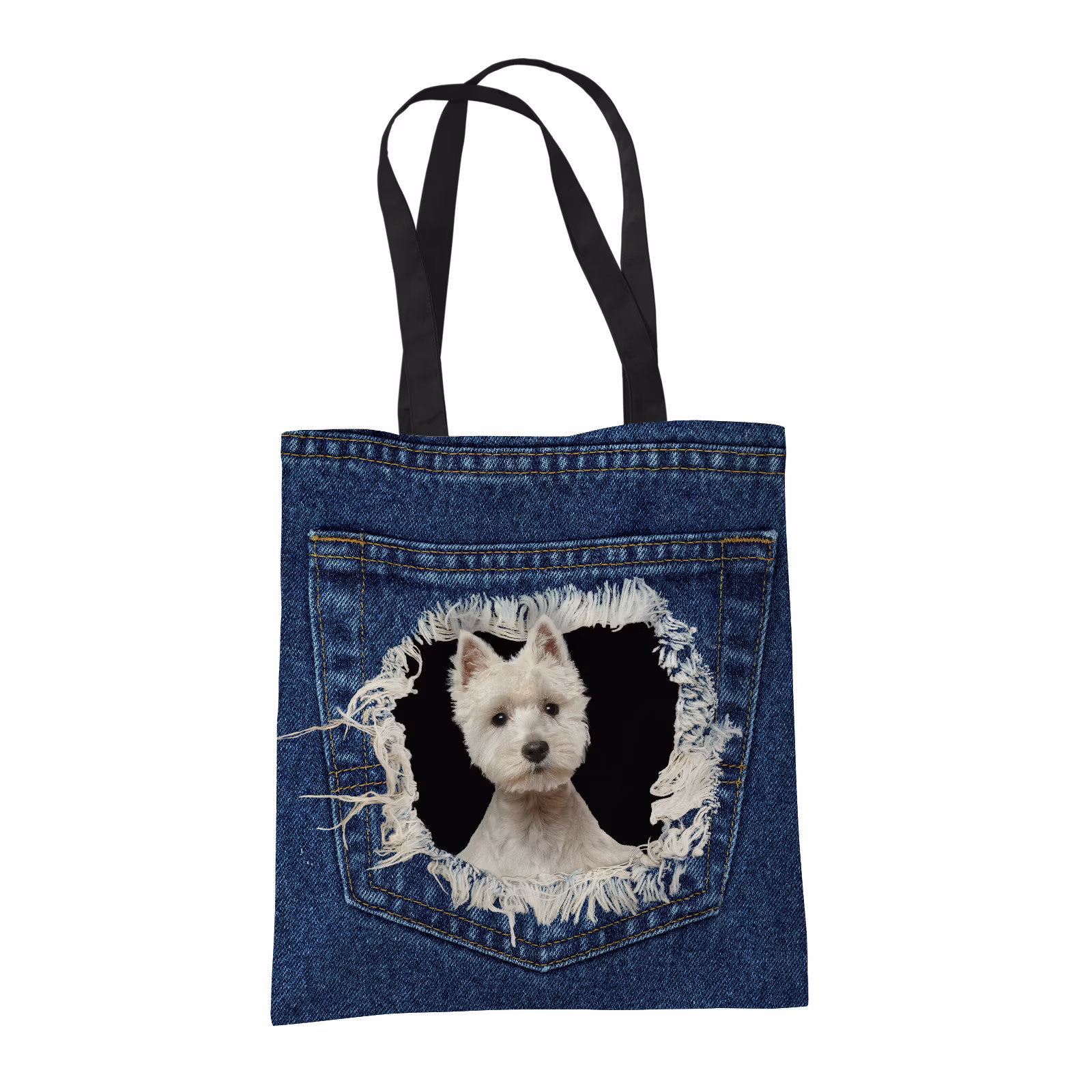 West Highland Terrier Dog Gifts For Lovers Owners - Reusable Shopper Shoulder Tote Bags Fabric Gift Bag With Dogs On