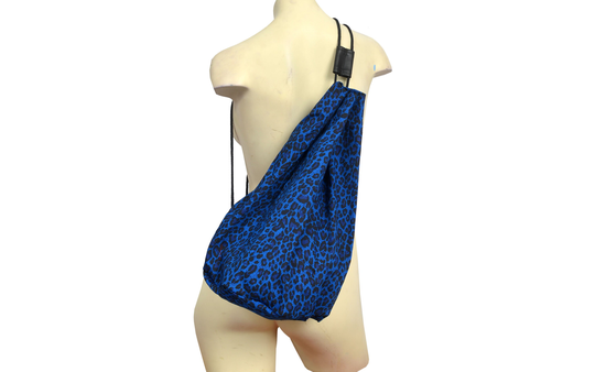 Drawstring Duffle Adjustable Backpack Blue Leopard Print Punk Gothic Gym Bag Alternative