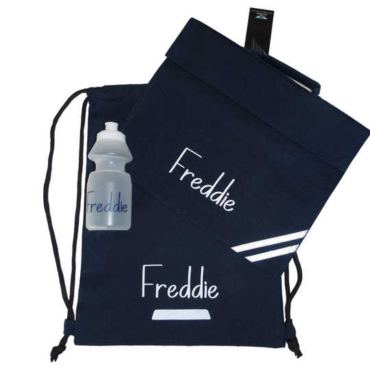 Personalised Back To School Bags, Pe Bag, Book Bag & Drinks Bottle