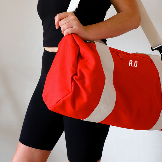 Personalised Red Gym Bag - Best Yoga Gifts Bags For Men- Overnight Valentines Gift- Weekend Men