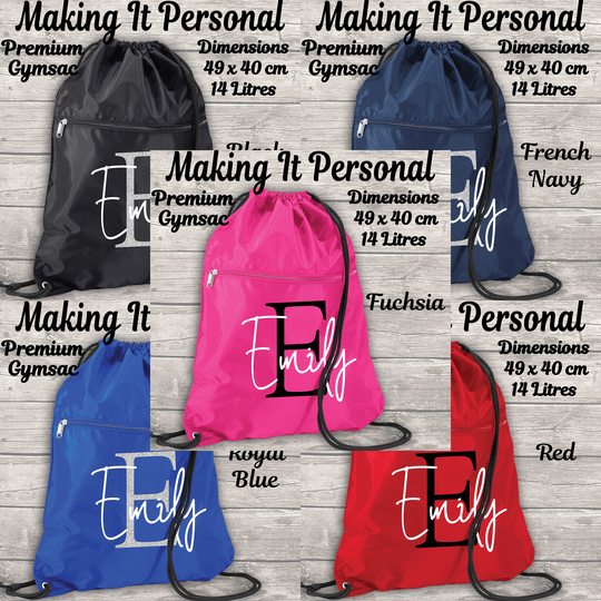 Personalised Premium Gymsac - Back To School Add Your Initial & Name