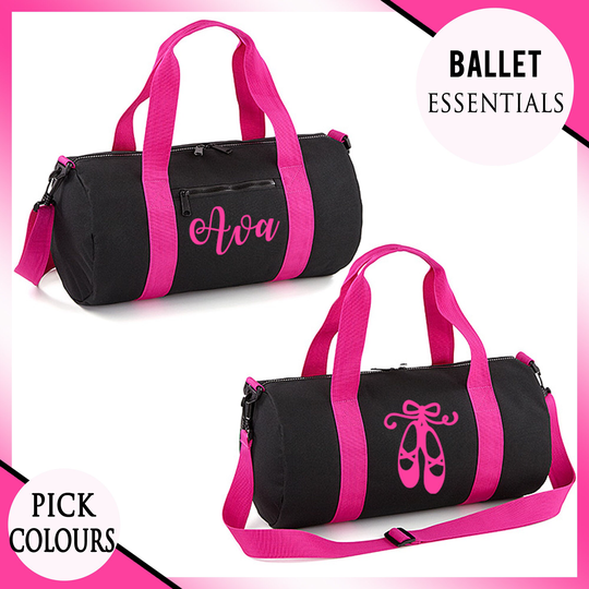 Personalised Mini Barrel Bag Kit Boot Drawstring Sports Gym Swimming Dance Ballet
