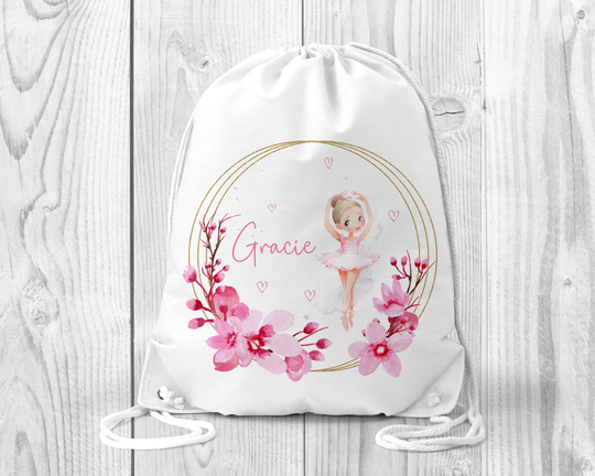 Personalised Dance Bag, Ballet Swimming Kit Backpack, School Drawstring Bag/Gift For Daughter/Gift Her/Childs Bag