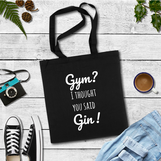 Gym I Thought You Said Gin Large Tote Bag Funny Gin Gift Present For Lover
