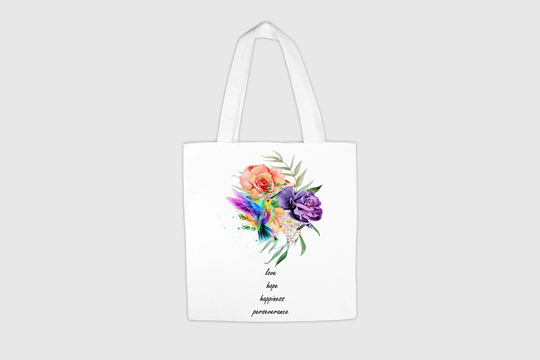 Tote Bag, Birthday Gift, Hummingbird Shopping Reusable Colourful Bird Bag