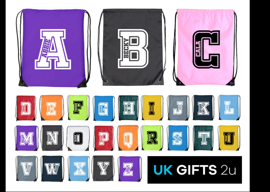 Personalised Drawstring Bag Sport School Pe Kit Boys Girls Gym Dance Swimming