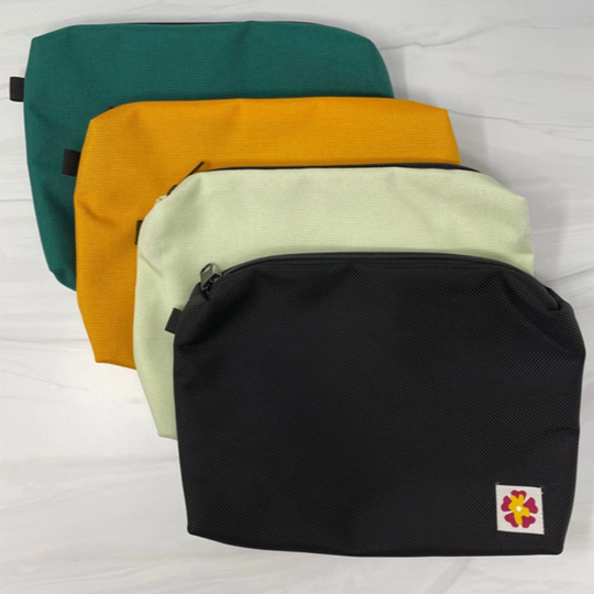 Large Pouch. 4 Colors. Water Resistant Nylon With Contrasting Lining. Made in Usa. | Includes Detachable Black Wristlet