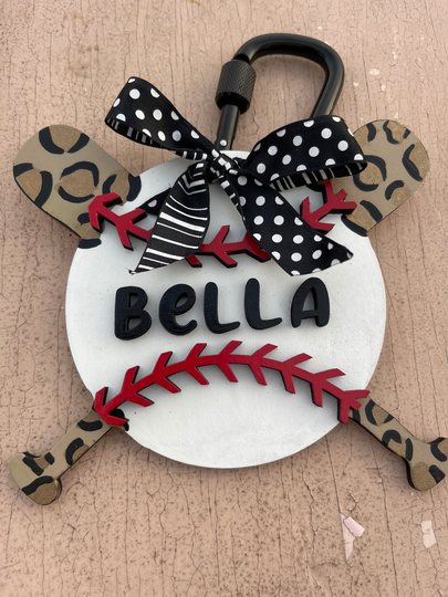 Baseball & Bat Mom Accessories- Softball Personalized Bag Tag - Charm