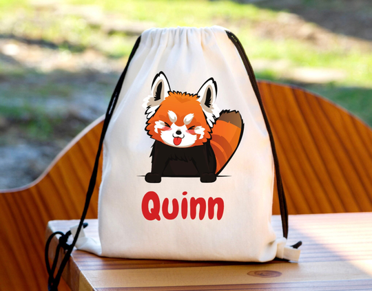Personalised Red Panda Mermaid Drawstring Bag, P.e Kit Back To School Nursery Kids Swim Gym Dance