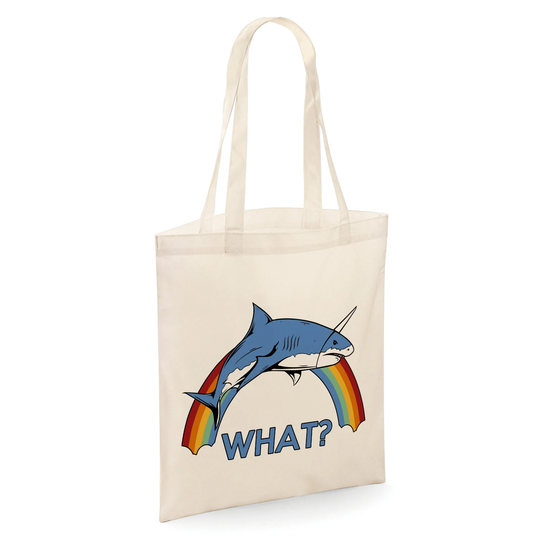 Unicorn Shark Funny Tote Shopper Bag - Natural Colour