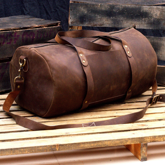 Overnight Leather Duffel, Duffle Travel Bag, Chestnut Brown Shoulder Weekend Luggage Weekender Bag
