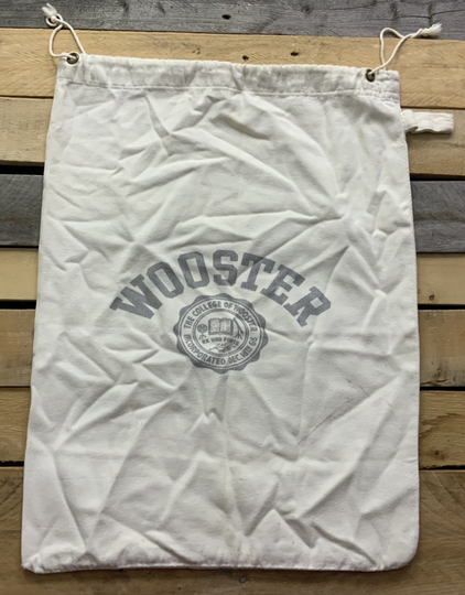 Vintage 70S The Collar Wooster College White Gym Drawstring Bag