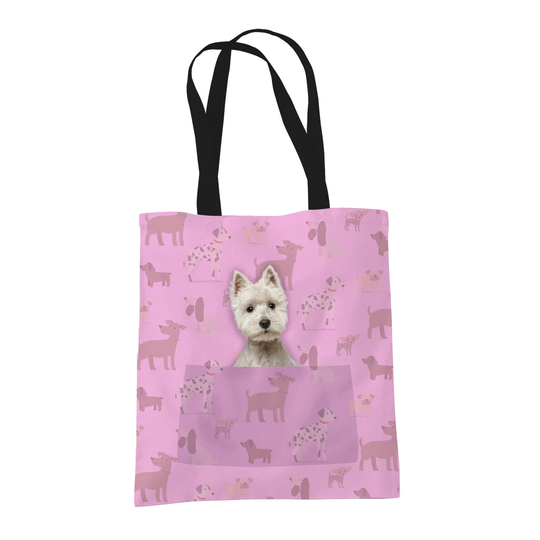 West Highland Terrier Gifts For Dog Lovers Owners - Reusable Shopper Shoulder Tote Bags Fabric Gift Bag With Dogs On 4 Colours