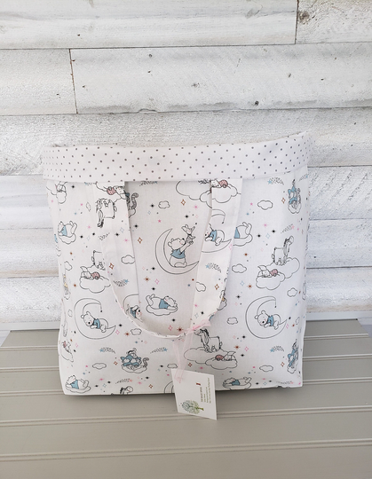 Sweet Dreams Pooh Bear Lined Reusable Cloth Shopping Tote Bag, Fabric Market Store Gift Eco Friendly
