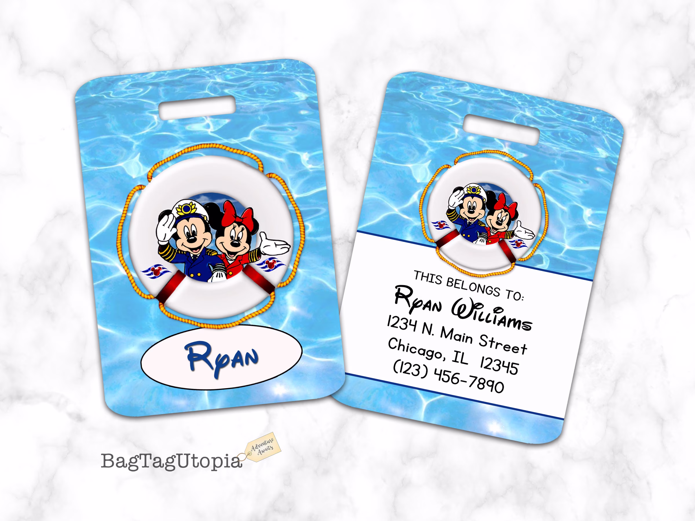 Cruise Mickey & Minnie Mouse Luggage Tag, Bag Personalized