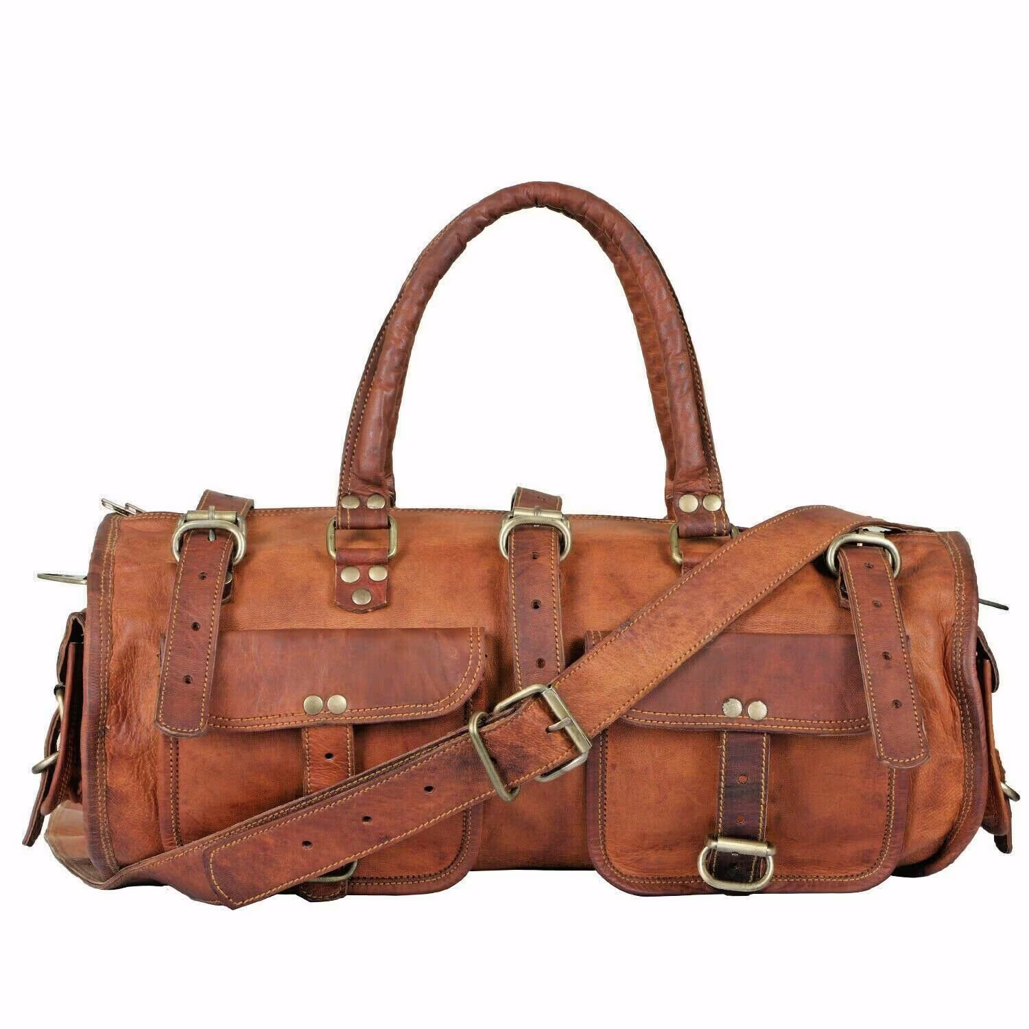Handmade Leather Duffle Bag, Vacation Holidays Travel Mens Weekend Overnight Gym Bag - Best Gift For Him