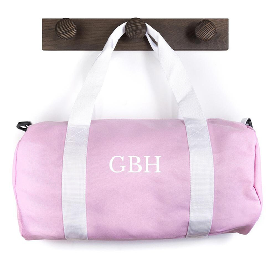 Monogrammed Barrel Gym Bag in Pink