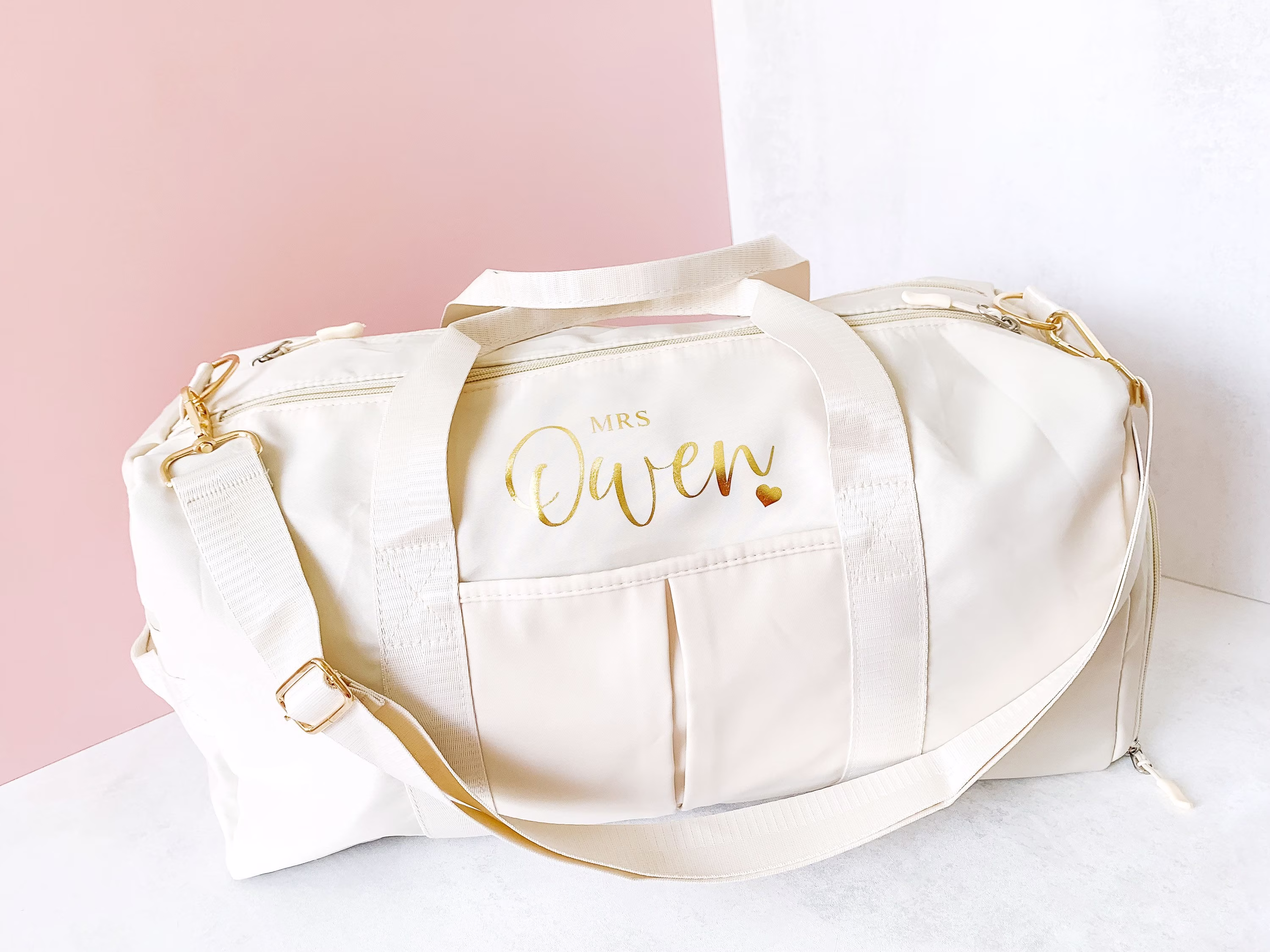 Personalised Weekend Bag, Bride Duffel Honeymoon Holdall, Gym Carry-On Hospital Hen Do, Mr & Mrs Bags