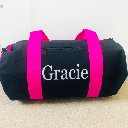 Girls Gymnastics Personalised Activity Bag/Sleepover Bag/Sports Bag/Pink/Aqua/ Black/ Hot Pink/Gift For Girl/Birthday Gift/Personalized Bag