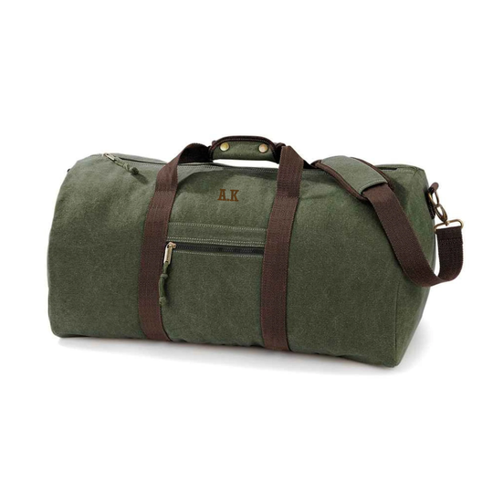 Personalised Mens Duffel Bag, Vintage Canvas Holdall, Weekend Luggage. Fathers Day Gift, Gift For Him