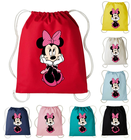 Mickey Mouse Minnie Fans Cotton Pe Kit Drawstring Bag Girls Boys Bag School/Sport Kids